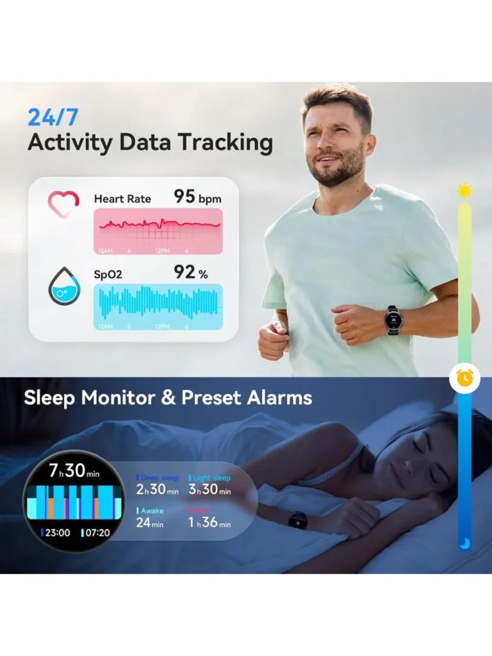 Fitness Tracker Smart Watch with AMOLED Screen, Heart Rate Monitor, 110 Sports
